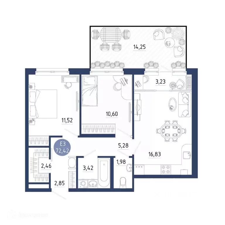 2-к кв. Рязанская область, Рязанский муниципальный округ, с. Дядьково ... - Фото 2