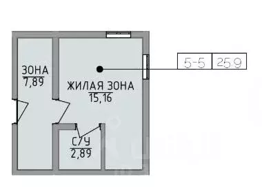 Студия Крым, Алушта ул. Володарского, 8 (25.9 м) - Фото 1