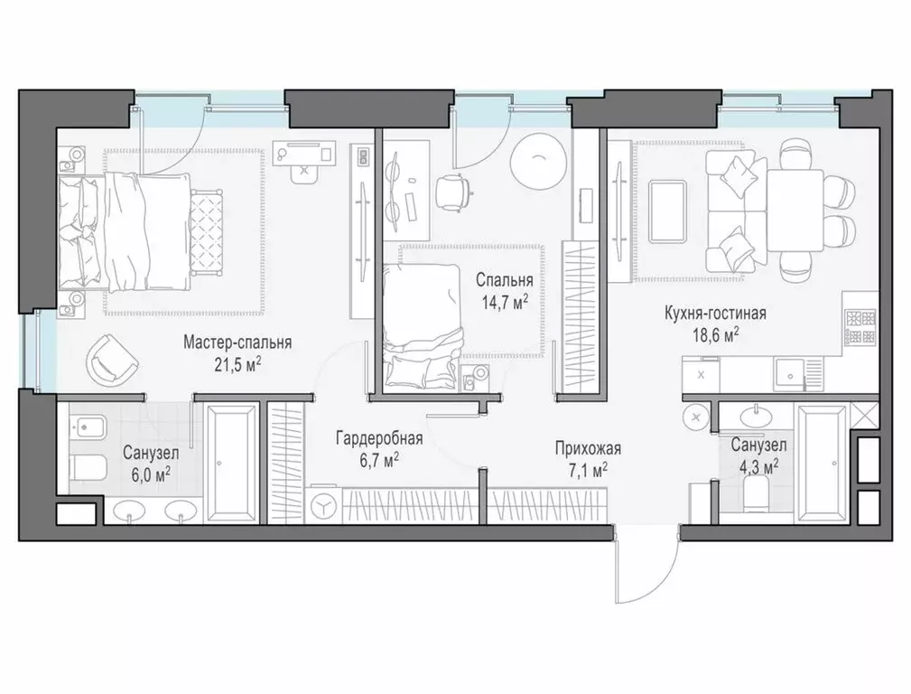 2-комнатная квартира: Москва, ЦАО, Тверской район, ЖК Ильинка 3/8 ... - Фото 1