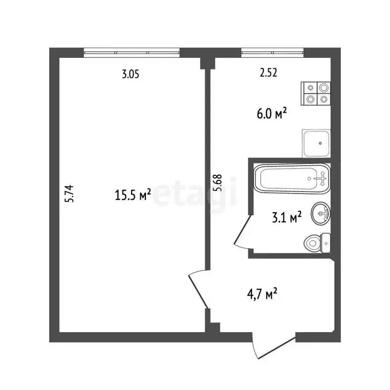 1-комнатная квартира: Петрозаводск, Лесная улица, 24 (29.2 м) - Фото 1