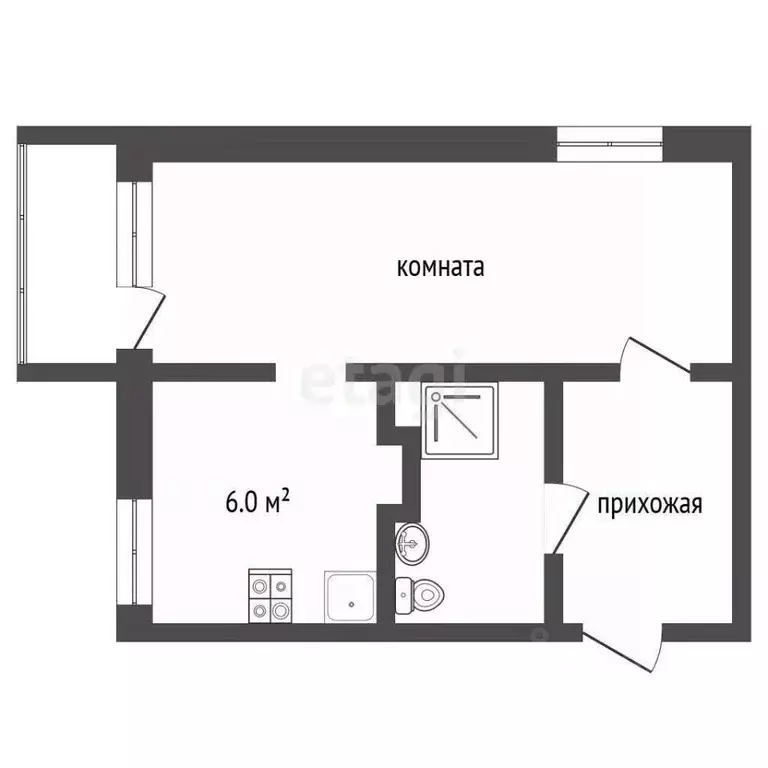 1-к кв. Забайкальский край, Чита 2-я Коммунальная ул., 41 (31.0 м) - Фото 2