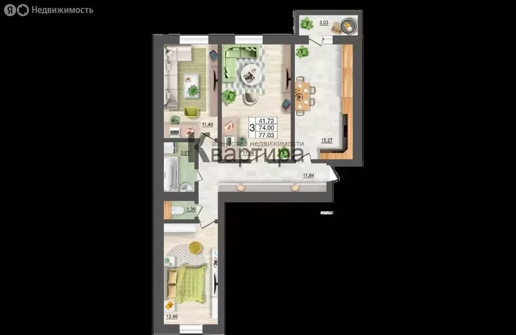 3-комнатная квартира: Смоленск, Краснинское шоссе, 28А (77 м) - Фото 1