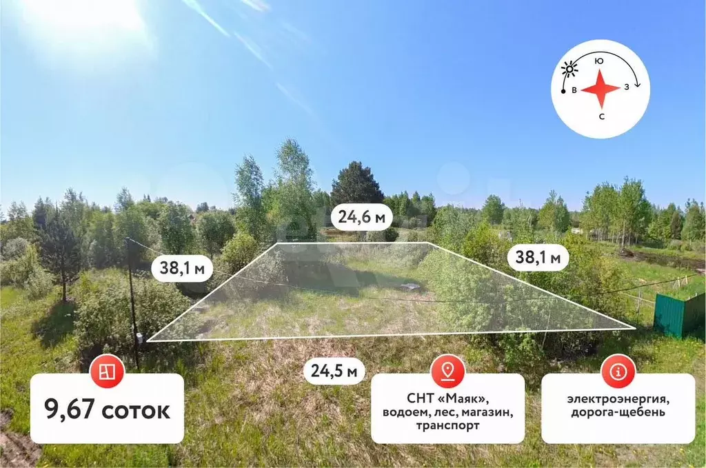Участок 9,7 сот. (СНТ, ДНП) - Фото 0