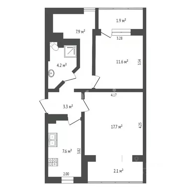 2-к кв. Севастополь просп. Октябрьской Революции, 52 (55.0 м) - Фото 1