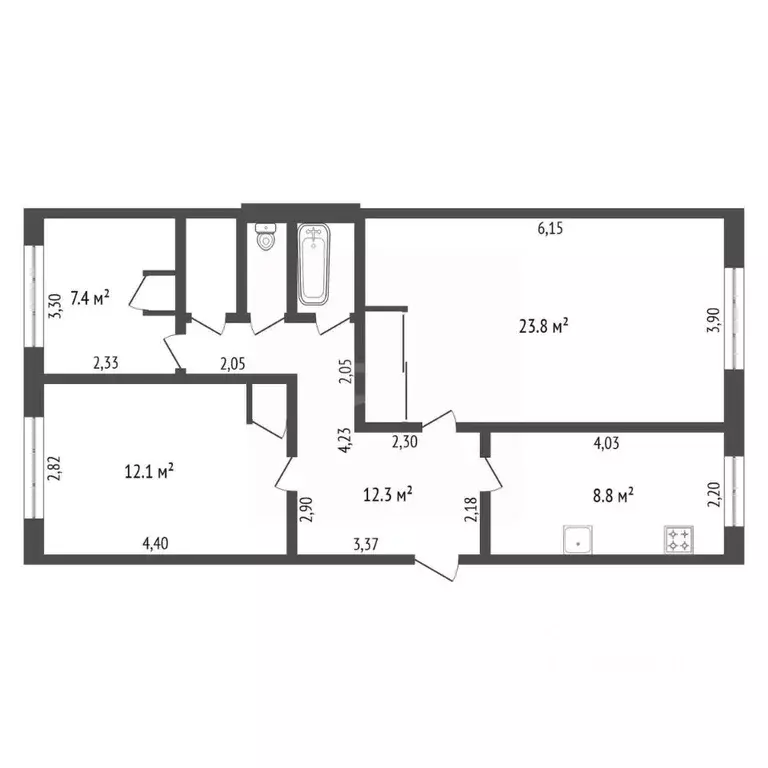 3-к кв. Амурская область, Благовещенск Студенческая ул., 36 (71.0 м) - Фото 2