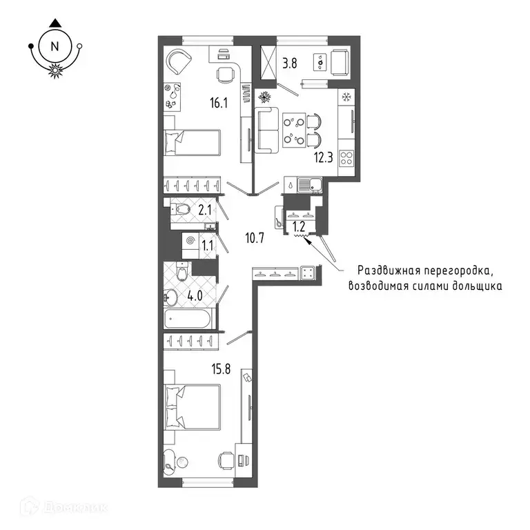 Продаётся 2-к квартира, 65.2 м - Фото 1