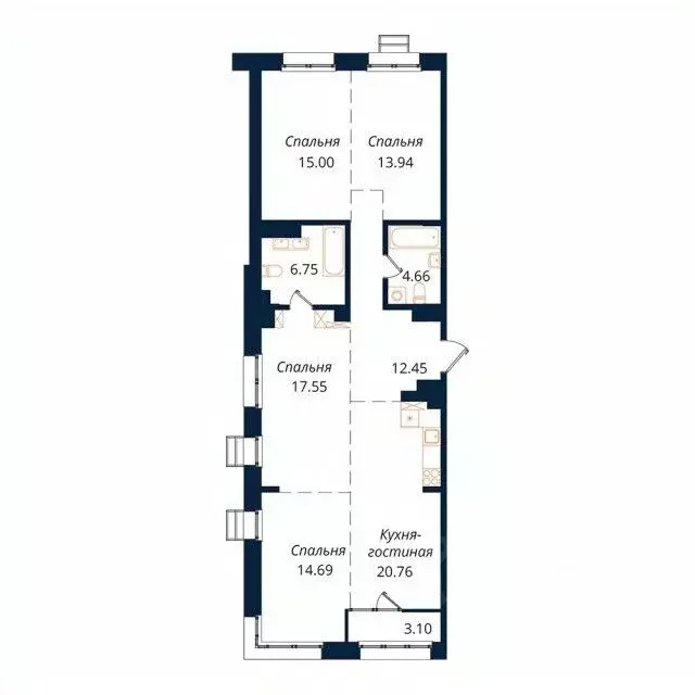 4-к кв. Иркутская область, Иркутск Байкальская ул., 246Б (108.9 м) - Фото 1