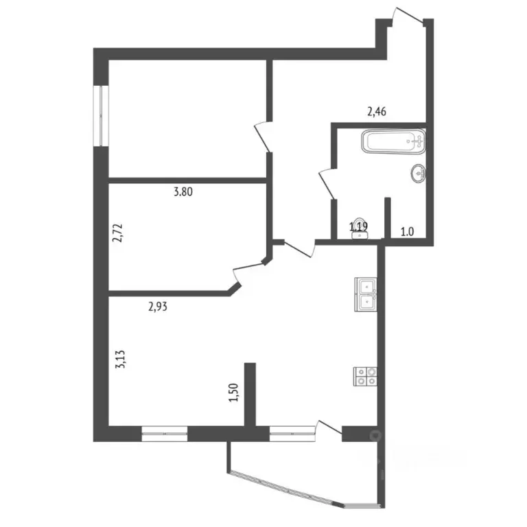 2-к кв. Тюменская область, Тюмень Харьковская ул., 65А (62.0 м) - Фото 2