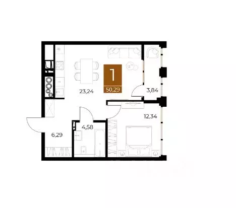 1-к кв. Рязанская область, Рязань Медный жилой комплекс (50.29 м) - Фото 1