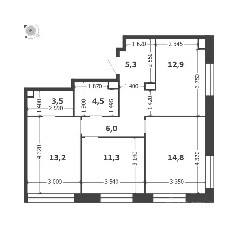 3-к кв. Москва проезд Проектируемый № 7021А (71.5 м) - Фото 1