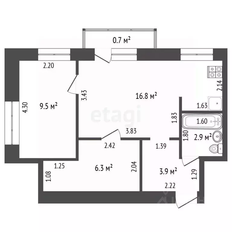 2-к кв. Мордовия, Саранск Пролетарская ул., 27 (39.4 м) - Фото 2