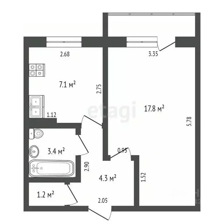 1-к кв. Архангельская область, Котлас Заполярная ул., 25 (34.0 м) - Фото 0