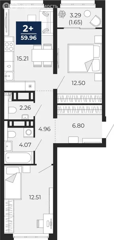 2-комнатная квартира: Тюмень, Камчатская улица, 109к1 (61.6 м) - Фото 1
