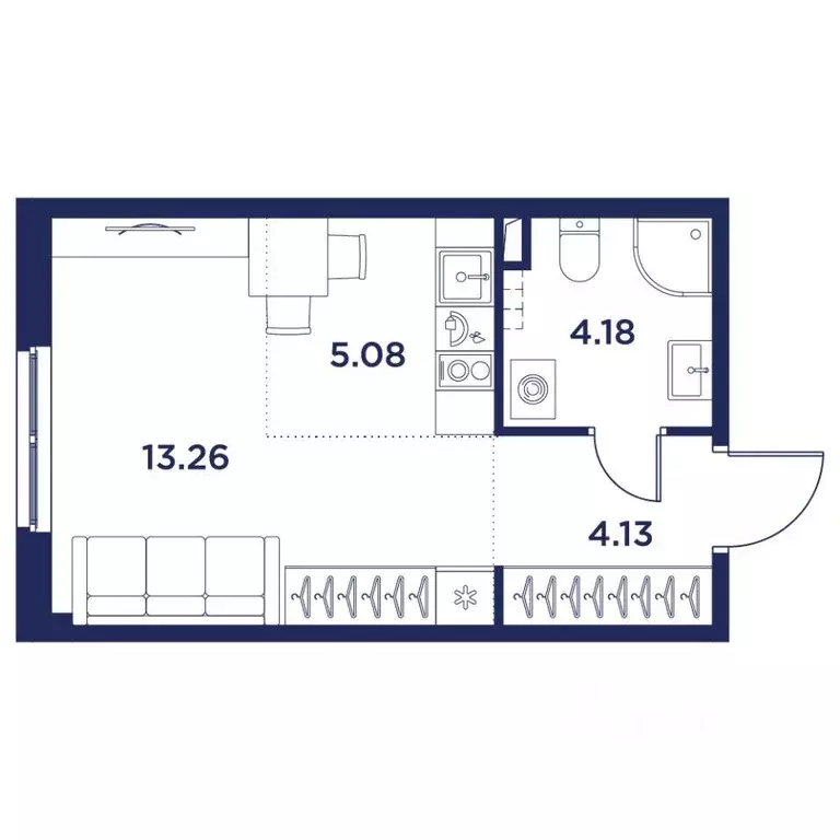 Квартира, студия, 26.65 м - Фото 1