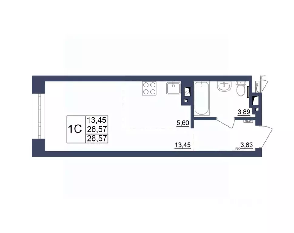 Студия Башкортостан, Уфа Космос жилой комплекс, лит1 (27.25 м) - Фото 0