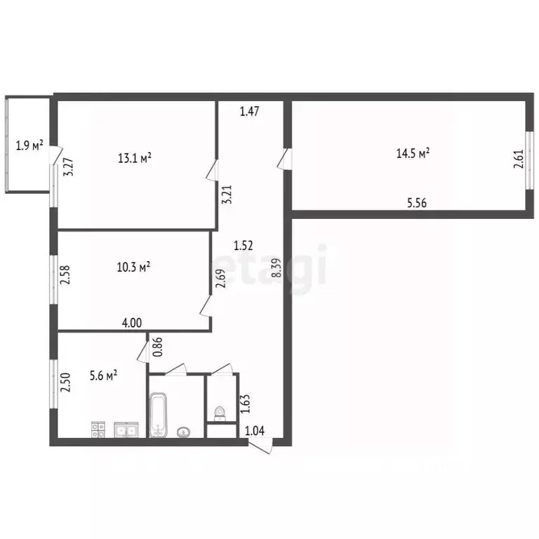 3-к кв. Санкт-Петербург ул. Белы Куна, 19К1 (60.2 м) - Фото 2