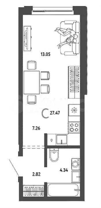 Квартира-студия, 27,5 м, 4/24 эт. - Фото 0