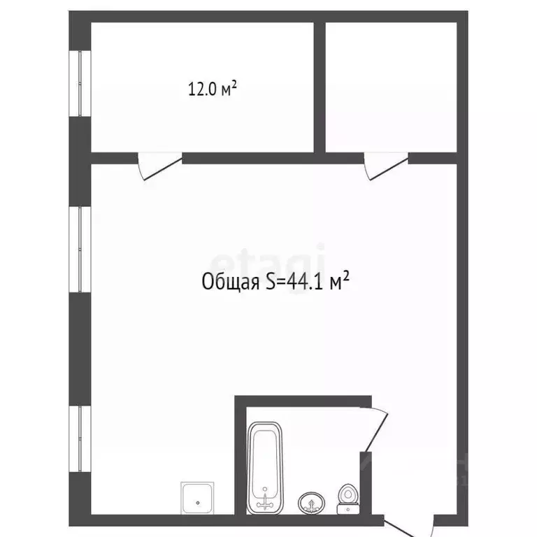 1-к кв. Брянская область, Брянск Октябрьская ул., 39 (44.0 м) - Фото 1