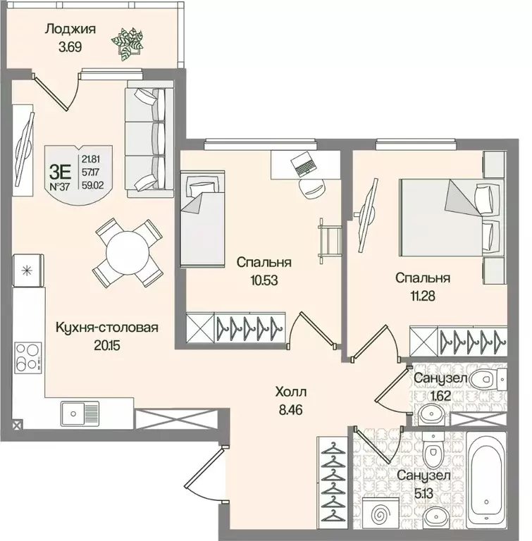 2-к кв. Ленинградская область, Всеволожский район, Бугровское ... - Фото 1