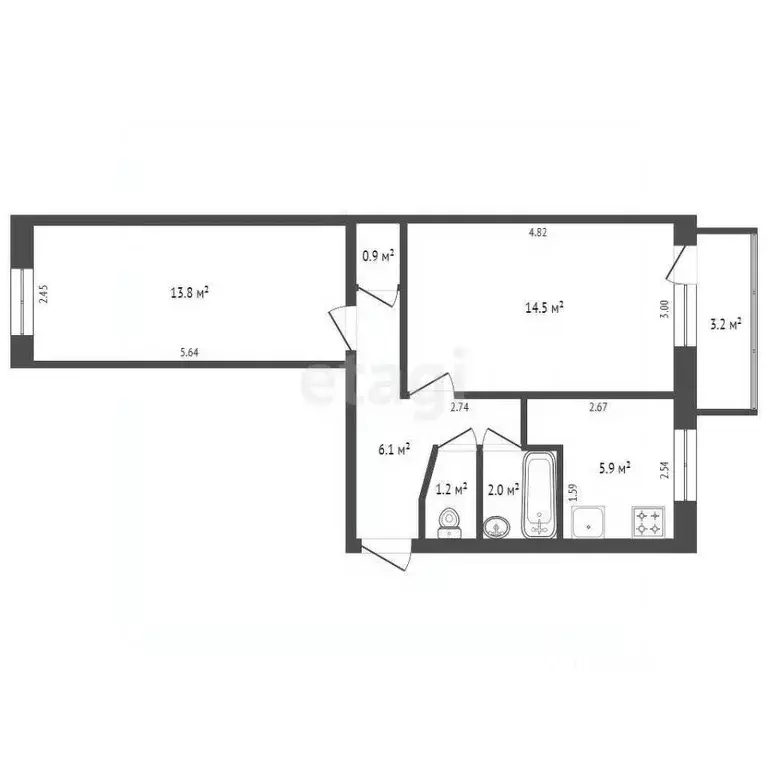 2-к кв. Ростовская область, Ростов-на-Дону 2-я Краснодарская ул., 80/1 ... - Фото 2