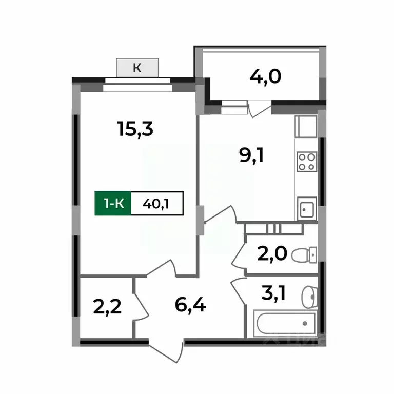 1-к кв. Владимирская область, Ковров Еловая ул., 82 (40.1 м) - Фото 0