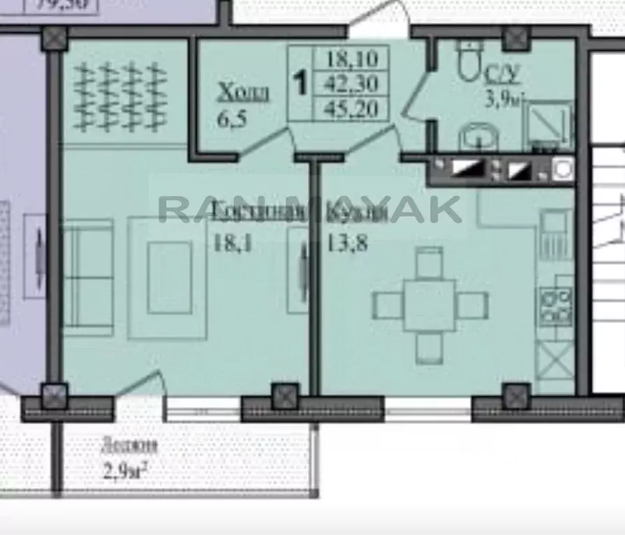 1-к кв. Адыгея, Майкоп 7-й пер., 14Б (42.3 м) - Фото 2