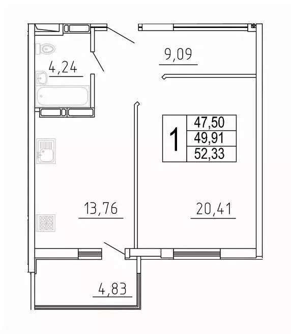 1-к кв. Самарская область, Самара ул. Дыбенко, 5 (52.33 м) - Фото 1