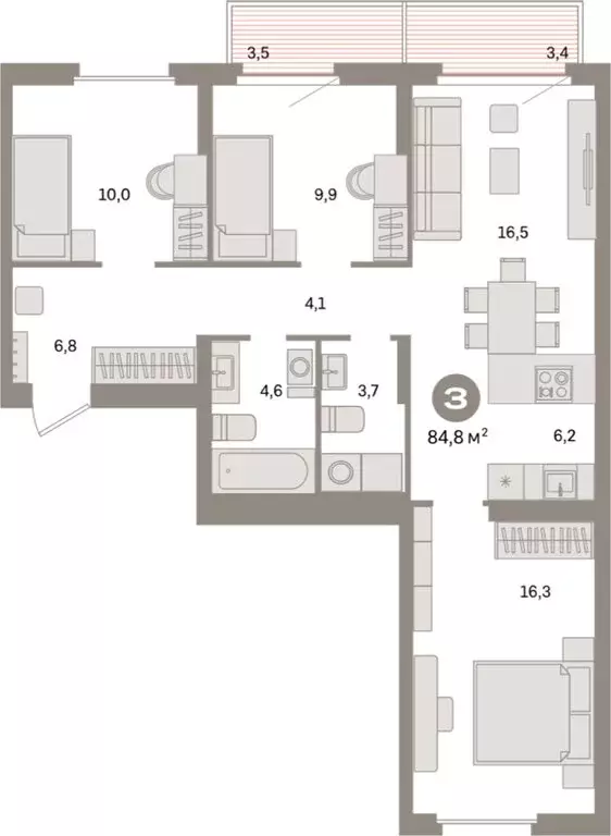 3-комнатная квартира: Екатеринбург, жилой район Сортировочный, ... - Фото 1