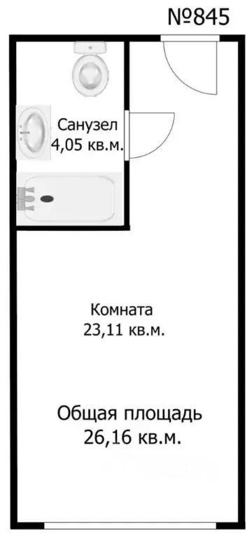 Студия Санкт-Петербург Магнитогорская ул., 51А (27.16 м) - Фото 2