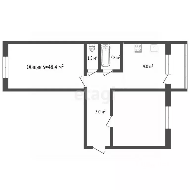 2-к кв. Брянская область, Фокино ул. Карла Маркса, 39 (49.8 м) - Фото 1