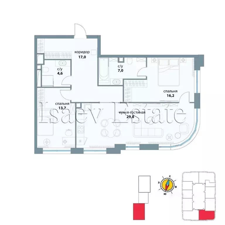 3-к кв. Москва ул. Василия Ланового, 7с1 (88.5 м) - Фото 1
