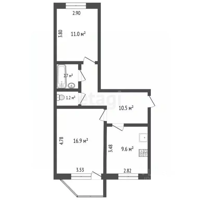 2-к кв. Ямало-Ненецкий АО, Новый Уренгой ул. 26-го съезда КПСС, 4А ... - Фото 2