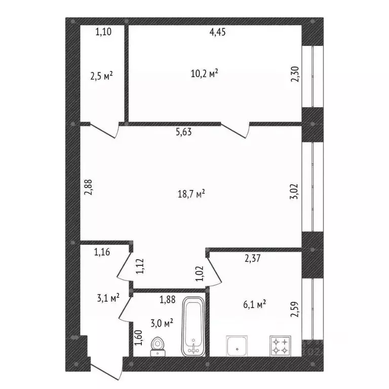 2-к кв. Башкортостан, Уфа просп. Октября, 130 (43.6 м) - Фото 1
