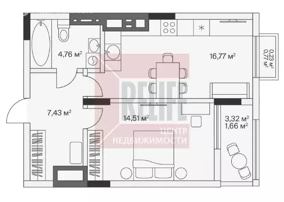 1-комнатная квартира: посёлок Малое Исаково, Первая улица, 1к4 (45.6 ... - Фото 1