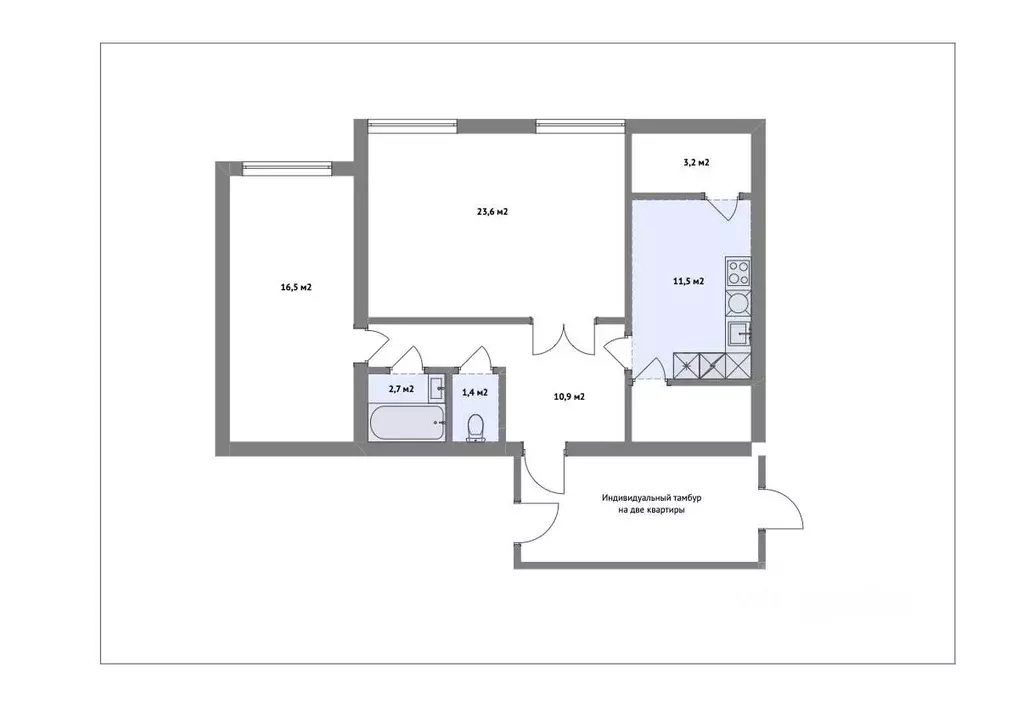2-к кв. Санкт-Петербург ул. Метростроевцев, 5 (72.0 м) - Фото 2