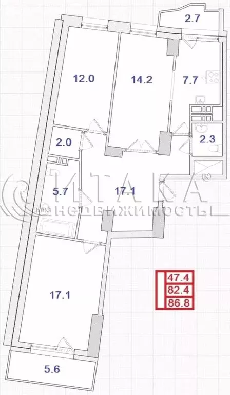 3-комнатная квартира: Санкт-Петербург, улица Руднева, 18 (82.4 м) - Фото 0