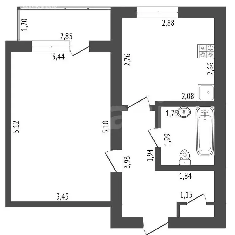 1-комнатная квартира: Стерлитамак, Коммунистическая улица, 52 (32.6 м) - Фото 1