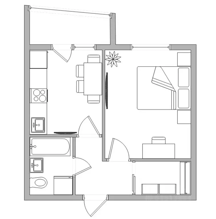 1-к кв. Амурская область, Благовещенск Заводская ул., 2/4 (41.8 м) - Фото 2