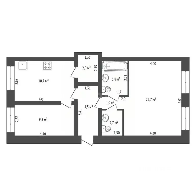 2-к кв. Башкортостан, Иглинский сельсовет, с. Иглино ул. Октябрьская, ... - Фото 1