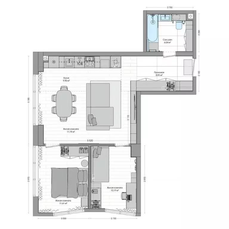 3-к кв. Приморский край, Владивосток ул. Нейбута (66.9 м) - Фото 1