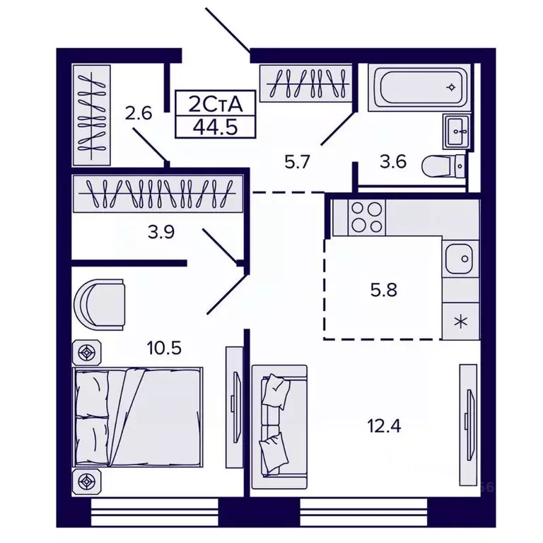 2-к кв. Хабаровский край, Хабаровск ул. Карла Маркса (44.47 м) - Фото 1