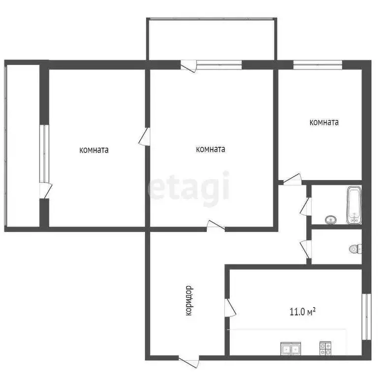 3-комнатная квартира: Тамбов, Пензенская улица, 67/12 (63.6 м) - Фото 0