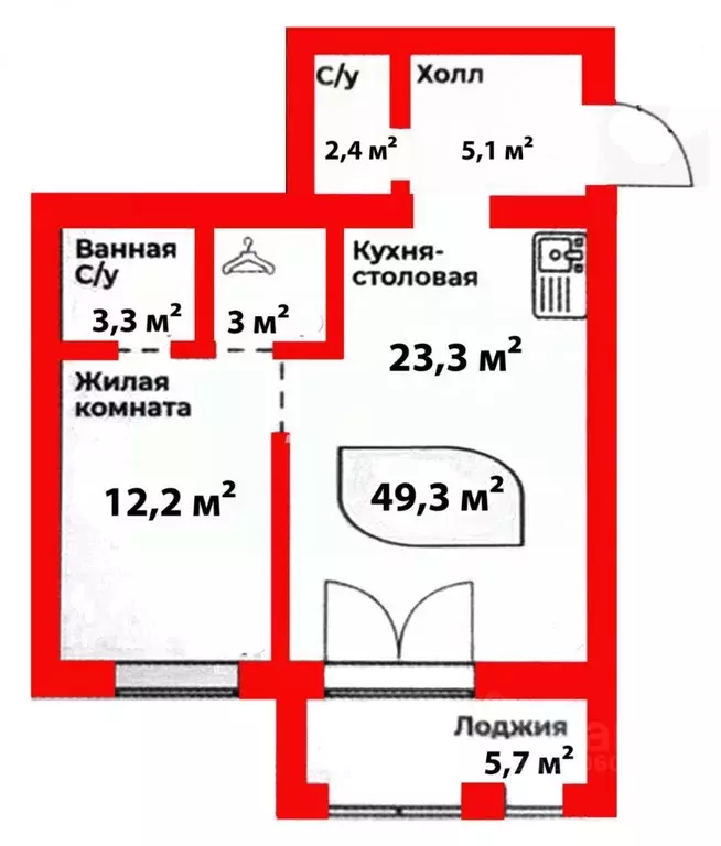 1-к кв. Челябинская область, Сосновский муниципальный округ, пос. ... - Фото 2