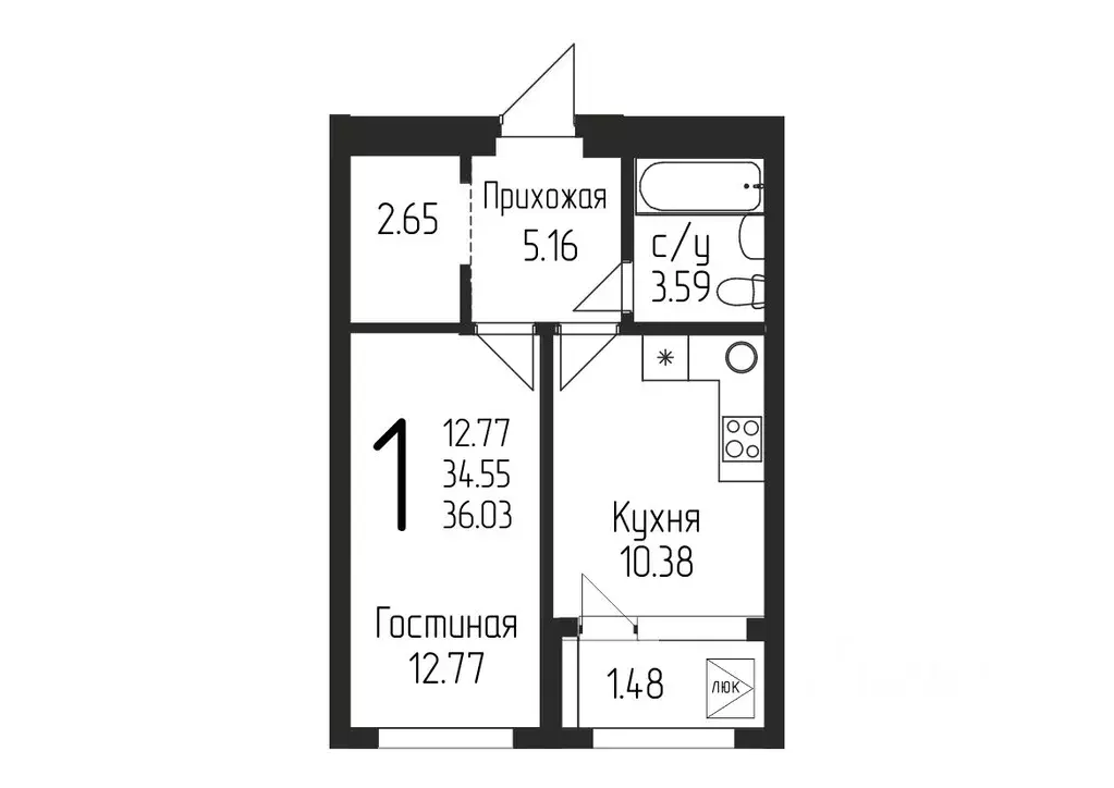 1-к кв. Башкортостан, Уфа ул. Испытателей, 89 (36.03 м) - Фото 0