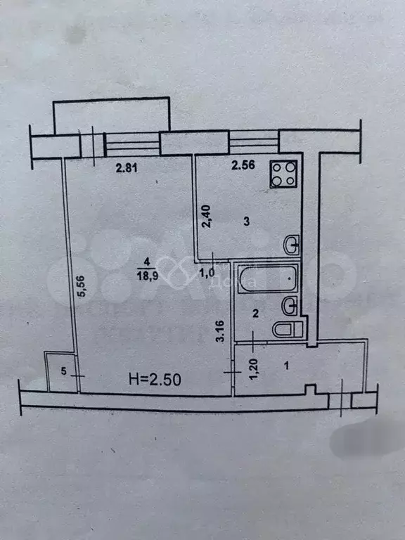 1-к. квартира, 32,7 м, 2/4 эт. - Фото 0
