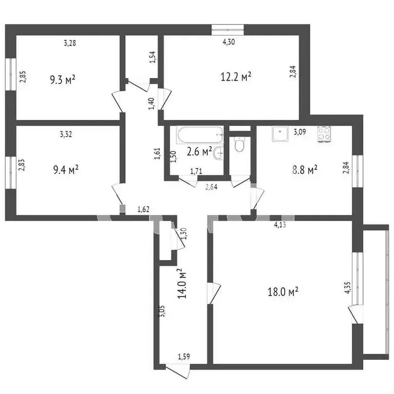 4-комнатная квартира: Тобольск, микрорайон Иртышский, 17 (78.2 м) - Фото 1