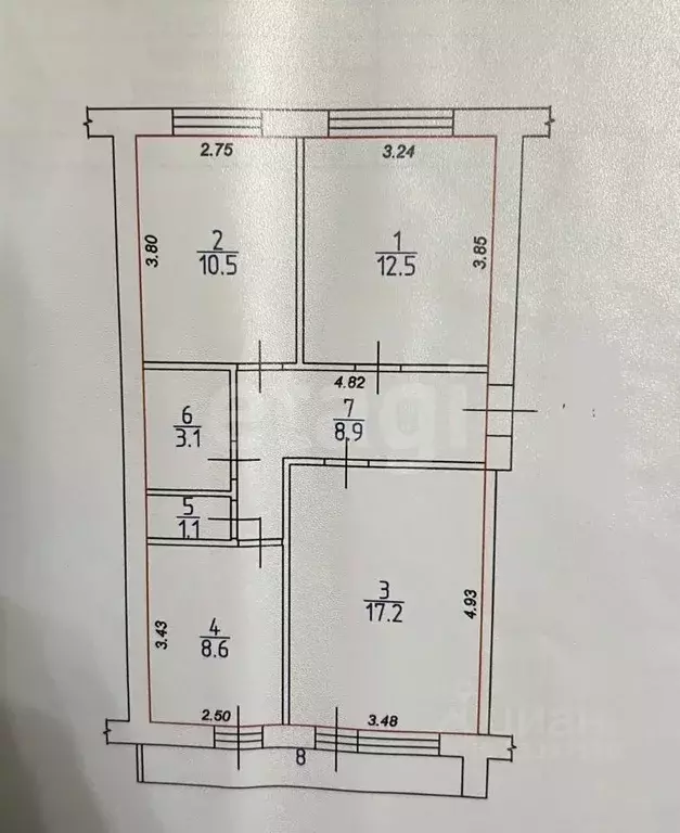 3-к кв. Тверская область, Тверь ул. 15 лет Октября, 43 (65.0 м) - Фото 1
