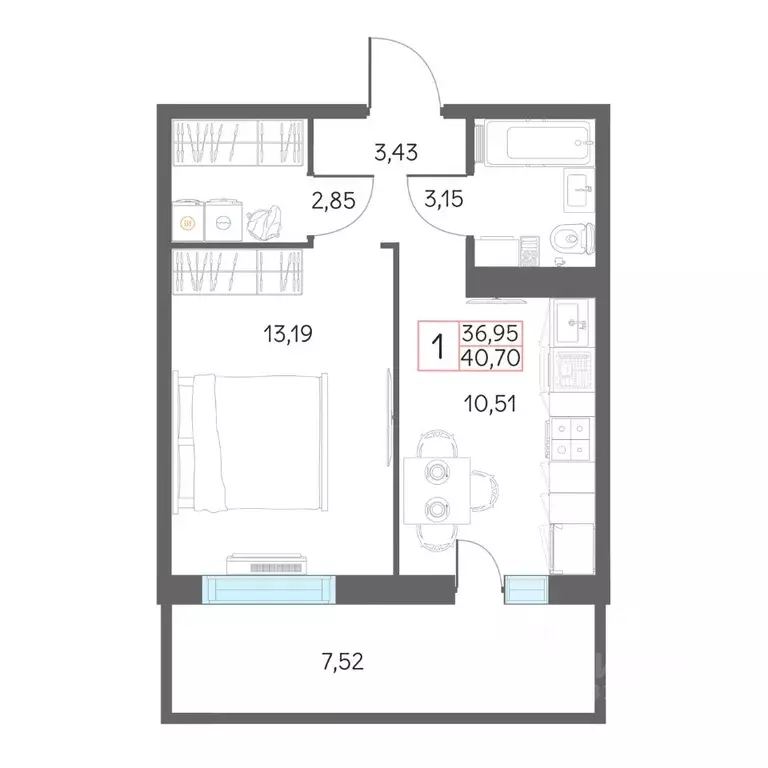 1-к кв. Тюменская область, Тобольск 7А мкр, 29 (40.7 м) - Фото 1