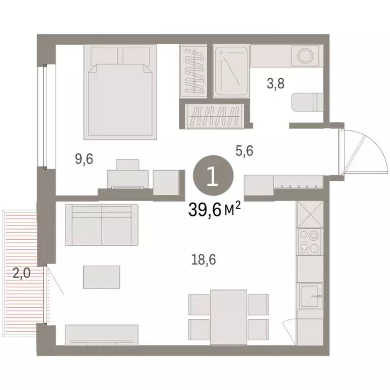 1-комнатная квартира: Екатеринбург, микрорайон Академический, 19-й ... - Фото 2