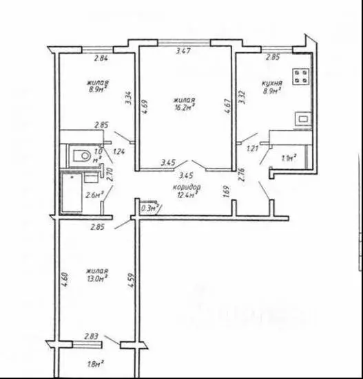 3-к кв. Москва Воронежская ул., 18 (60.03 м) - Фото 1